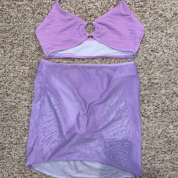 Purple bikini with sheer cover up skirt - Picture 3 of 3